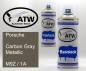 Preview: Porsche, Carbon Gray Metallic, M9Z / 1A: 400ml Sprühdose + 400ml Klarlack - Set, von ATW Autoteile West.